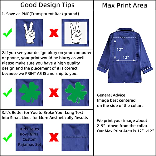 Kids Tales 2Pcs Boys Girls Custom Personalized Satin Pajamas Silk Short Sleeve Tops + Shorts Add Your Own Text Design PJS4