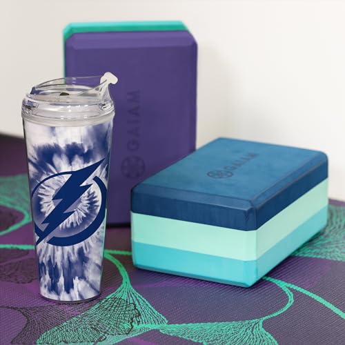 Image of Rico Industries NHL Hockey Team Color Tie Dye 24oz Metallic Acrylic Tumbler with Hinged Lid, Officially Licensed Double Wall Tumbler with Straw