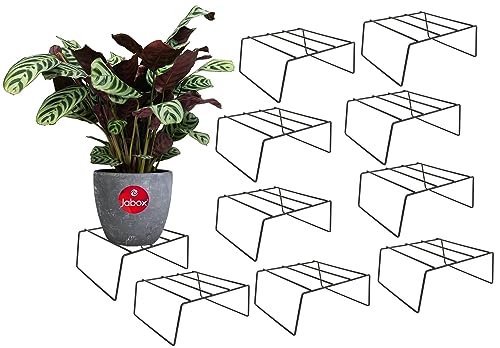 Image of Metal Plant Stand Riser Set for Indoor & Outdoor Plants, Heavy Duty Rust Resistant Strong Iron Flower Pot Stand, Black Planter Stand for Home, Balcony, Garden & Living Room Decor [24 X 9 CM] (PS-02-Pack-10)