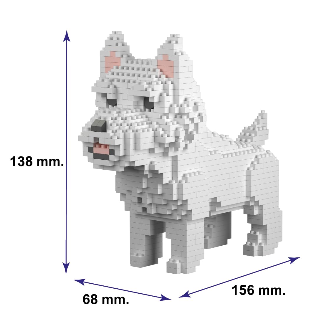 Figura para armar con Bloques en Miniatura. Perro West Highland White Terrier – Westie/Westy - 2