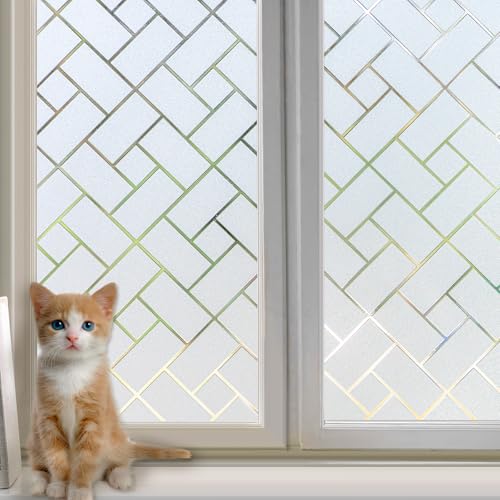 Lifetree Frosted Window Film Privacy, Anti-UV Decorative Film for Glass Windows Self-Adhesive Opaque Window Sickers for Home 44.5 * 200cm
