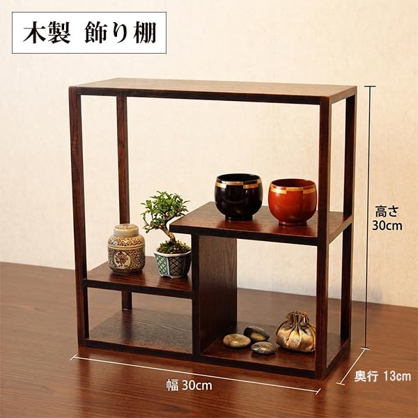 ♪木製 飾り棚 蒔絵風 和飾り棚　床の間　収納棚　茶箪笥　花瓶台　アケボノ Amazon｜飾り棚 角 漆塗り 和風 和室 床の間 盆栽棚 木製 漆器 飾棚