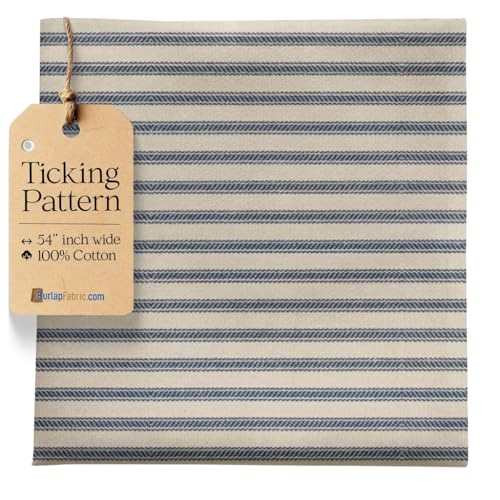Blue Striped Ticking Fabric 54 Wide 100% CottonUSA Made
