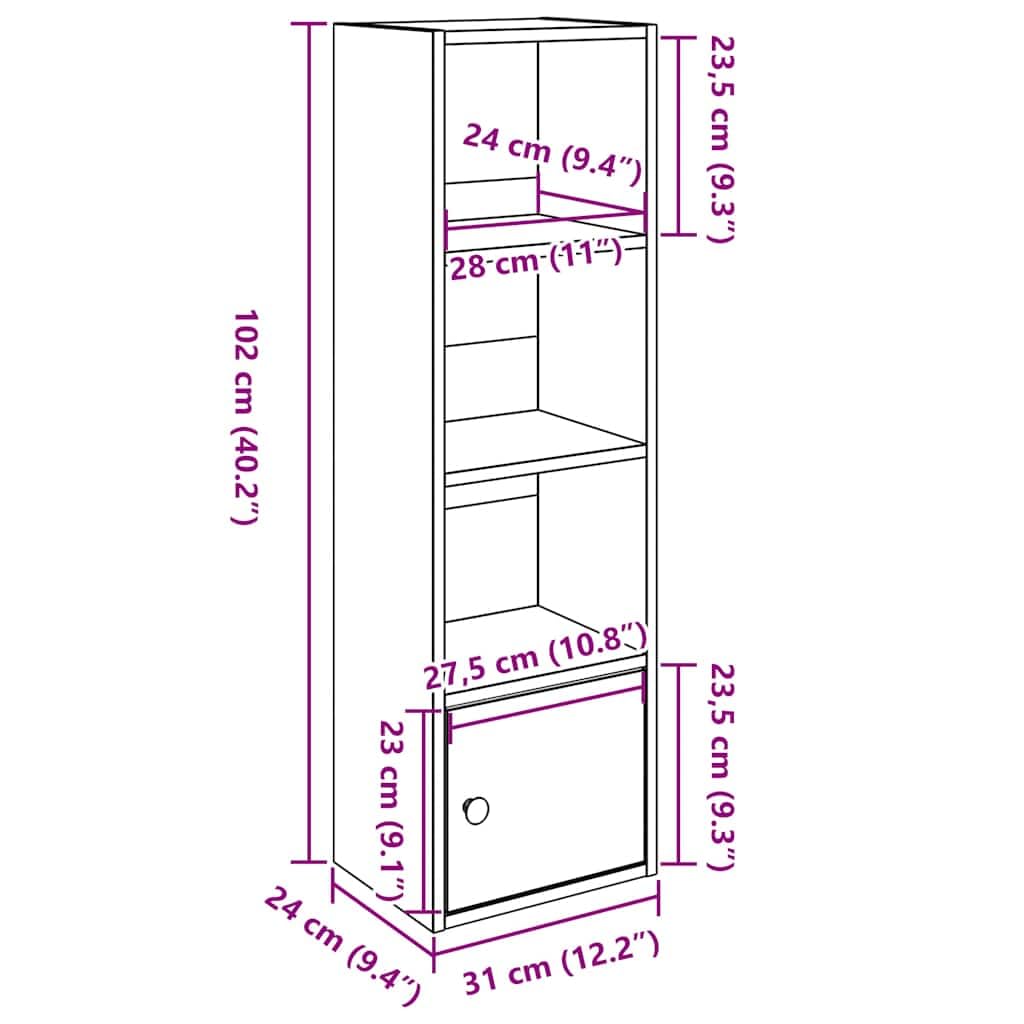 vidaXL Libreria Rovere Marrone 31x24x102 cm in Legno Multistrato