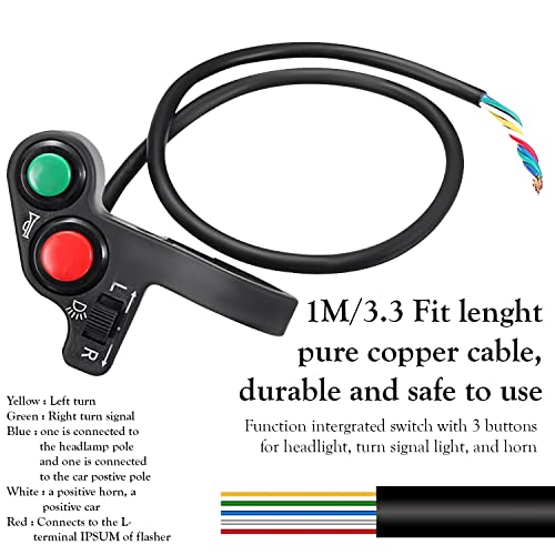 OTOROYS 22MM Handlebar Light Horn ON/Off Signal Indicator Switch for Motorcycle - Image 4 thumbnail