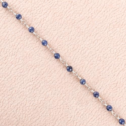 Yanara Blue Sapphire Anklet For Women Dainty Boho Summer Beach Jewelry For Girls Handmade Rosary Charm Ankle Bracelets For Her 9+1.5 Inch Gifts For Her thumb #5