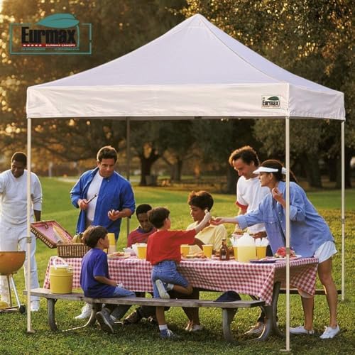 Image of Eurmax USA 10x10 Pop Up Canopy Replacement Top,Universal Instant Canopy Cover ONLY,Heavy Duty UPF 50+ UV Protection,Water & Wind Resistant Tarp,30+ Colors,Bonus 4 Sand Bags (Hi-Vision Orange)