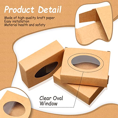 30 Pcs Kraft Soap Box With Window Soap Boxes For Homemade Soap Oval Window Box For Soap Homemade Soap Packaging Soap Making Supplies Packaging For Bakery Candy Jewelry 3.78 X 2.76 X 1.18 Inch (Brown) #TOP2