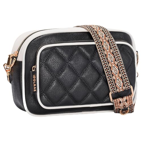 Quilted Crossbody Bags for Women,Trendy Vegan Leather Small Crossbody Purse Women's Shoulder Handbags with Wide Strap