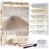 Cream Leather Repair Kit for Furniture, Car Seats, Sofa, Jacket and Purse, PU Leather Leather Repair Paint Gel for Repairing Tears & Burn Holes, with Color Matching Guide & Super Easy Instructions
