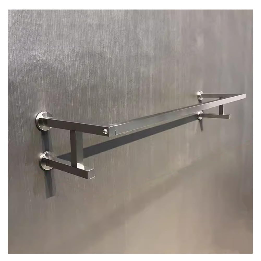 HPTHLY Industrial Pipe Clothes Garment Rack, Heavy Duty Clothing Rack, Wall Mounted Clothing Rack, For Bedroom, Laundry Room, Closet Storage (Silver-80X28X15Cm)