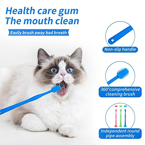 Image of 3 Pack Cat Toothbrush with 360-degree Head,Full Surround Bristles Silicone Safe, Effective and Deep Pet Teeth Cleaning,Brush Away Bad Breath Toothbrush cat Teeth Cleaning Health Care