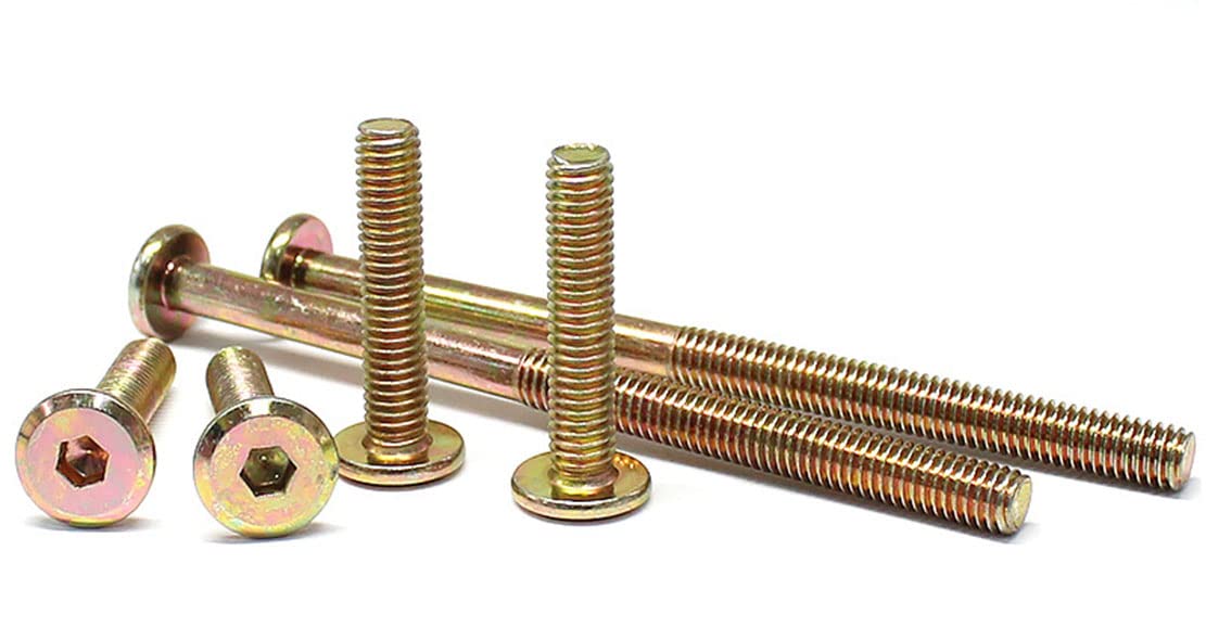 Set Di 10 Bulloni Per Mobili M6 X 100 Mm Con Dadi Cilindrici – Testa Esagonale In Acciaio Zincato, Per Armadi, Letti E Piani Cucina