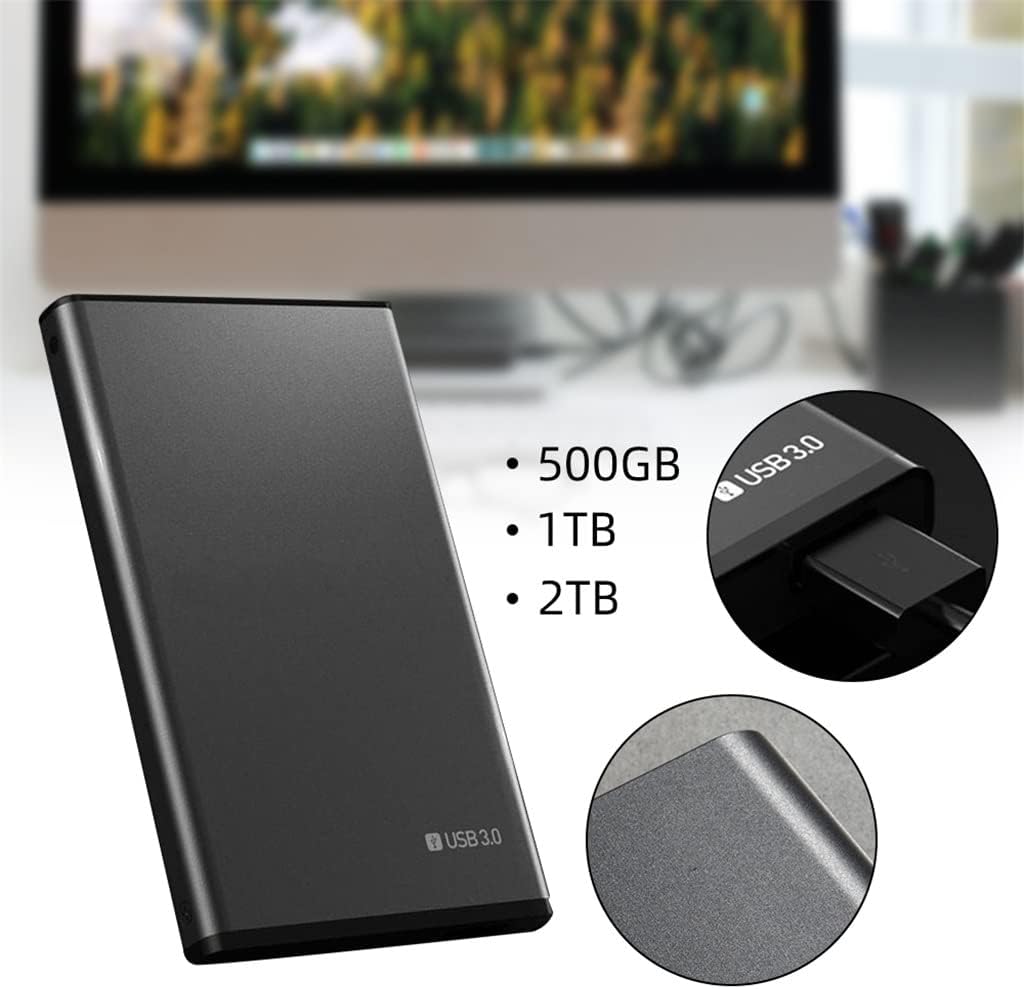 2.5 HDD Mobile Hard Drive USB3.0 Long Mobile Hard Disk 500GB 1TB 2TB Storage Portable External Hard Drive for Laptop (Color : D, Size : 2TB) (D 1TB)
