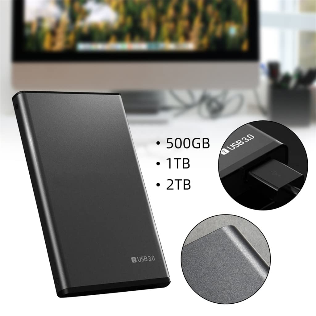 2.5 HDD Mobile Hard Drive USB3.0 Disco Rigido Mobile Lungo 500GB 1TB 2TB Storage Disco Rigido Esterno Portatile per Laptop(Size:2TB)