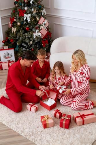 Awoscut Christmas Family Pajamas Matching Sets Button Down Pajamas Santa Claus Holiday Festival Sleepwear3