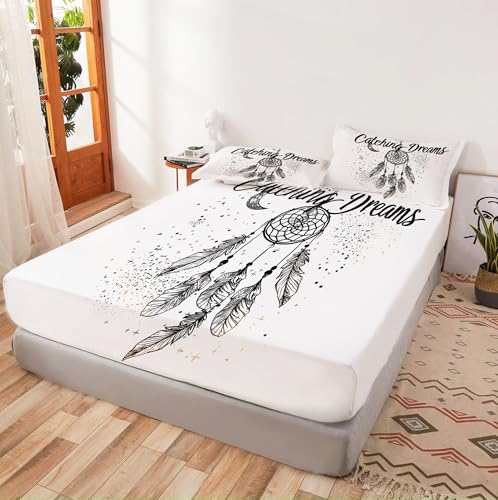 Drap housse microfibre 140x190 cm pour matelas épais attrape-rêves - 3