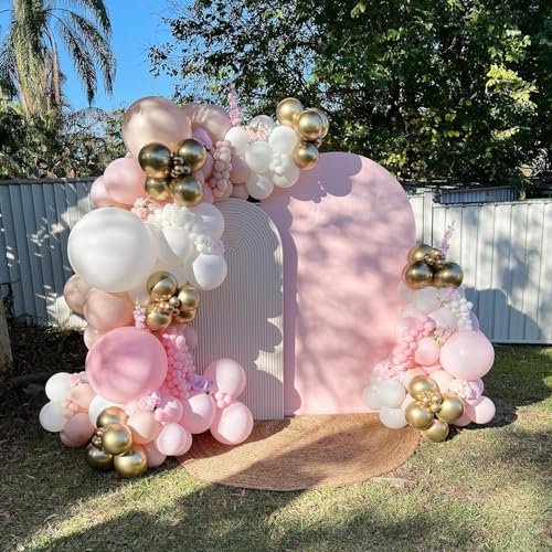 Image of Pink and White Balloon Arch Kit, 121Pcs Pink Gold White Confetti Garland