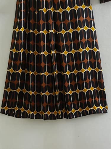 Robe midi vintage d'exception à col montant Zadaos, le raffinement du graphisme contrasté