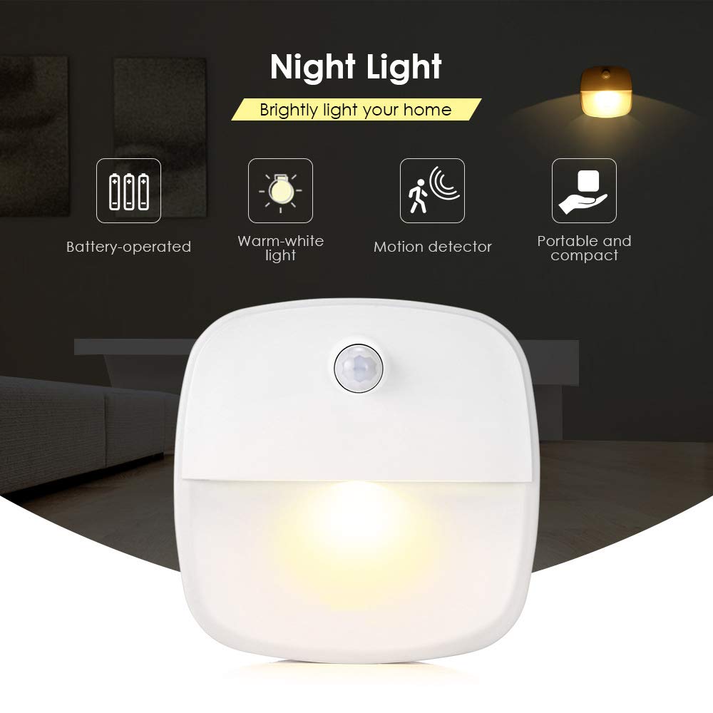 La luz del Sensor, Armario Ligero, portátil Ligero de la Noche del LED, con Pilas, iluminación bajo Armario, Cocina, Pasillo, gabinete, Armario, Escaleras, Cuarto de baño (3 Pack)