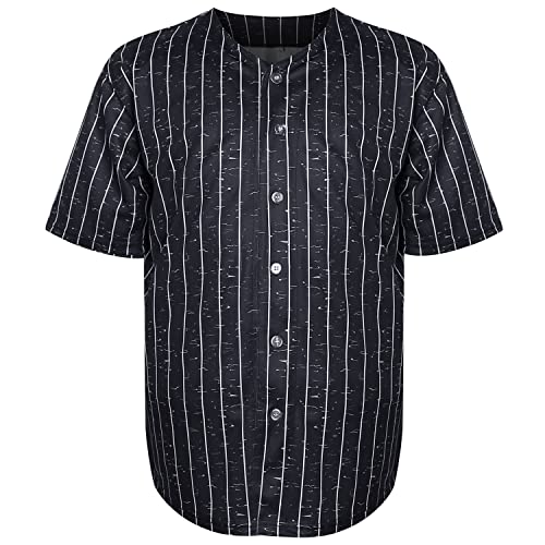 MESOSPERO Camiseta de béisbol lisa con botones, manga corta (3XL, Negro) miniatura 2