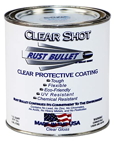 RUST BULLET Clear Shot - Clear Gloss - 1 Quart - Clear Coat for Automotive, Wood, & Metal Projects, UV Resistant Coating Won't Crack, Chip, Peel or Yellow