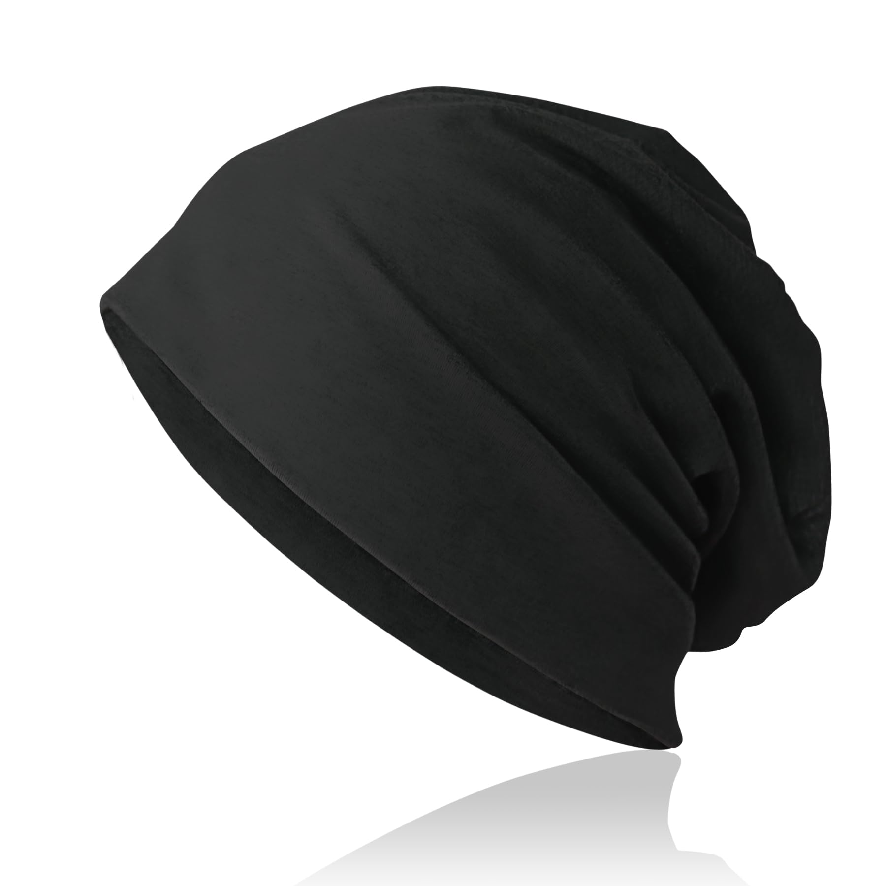 AGLIFEFY Slouchy Beanie Hats for Women Men Lightweight Night Sleeping Thin Skull Cap Baggy Headwear Black