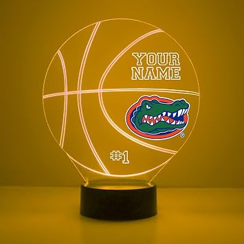 Custom University of Florida Gators Basketball LED Sign Night Light Lamp with Remote and Personalized Name or Image, Officially Licensed from the CLC by Mirror Magic Gifts, Made in the USA