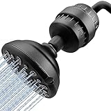 20 Stage Filtered Shower Head, 7 Modes High Pressure Shower Head Hard Water Shower Filter Remove Chlorine and Harmful Substances - Improves the Condition of Your Skin, Hair (Black Matte)
