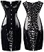 Produktbild KHDFYER Negligee Damen Gothic Sexy Shiny Long Leder Wetlook Off Shoulder Bodycon Kleid PVC Latex Korsett Kleid Party Night Club Vestidos-Black_XL
