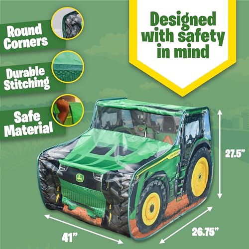 image for John Deere Pop Up Tent – Tractor Playhouse for Kids | Removable Key 