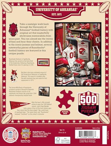 Image of MasterPieces Arkansas Razorbacks Jigsaw Puzzle - 500 Piece Locker Room Game Day - Adult