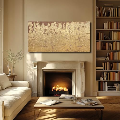 Image of VAYIMDH Abstract Canvas Wall Art Gold Wall Painting Contemporary Home Wall Decor 29 inchx58 inch Large Artwork for Living Room Office Decor