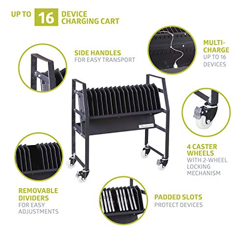 Pearington-Pear-91361,16 Device Mobile Open Charging Cart For Ipads,Chromebooks & Laptop Computers,Compatible With Any Screen Size,Easy Access Slots,Removable Dividers,Small Footprint,Surge Protection #TOP1