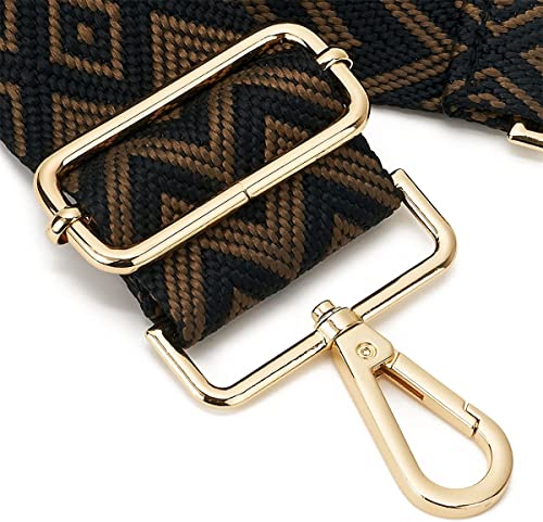 Image of 1pc Extendable Zigzags Jacquard Bag Strap with Clasps Geometric Webbing Belt for Shoulder Crossbag Messenger Bag Replacement (Red Black)