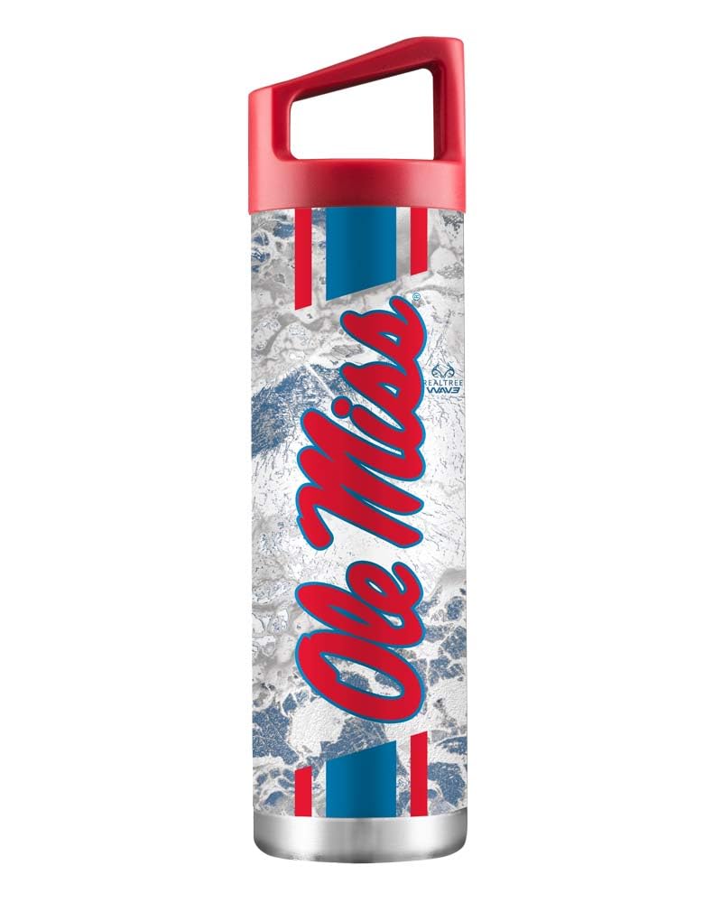 Gametime Sidekicks Ole Miss 22oz Stainless Steel Bottle - Officially Licensed, 18/8 Stainless Steel, Double-walled, Vacuum-insulated, UV LED Printed Logos, Sweatless, Stays Hot/Cold - Real Tree Camo