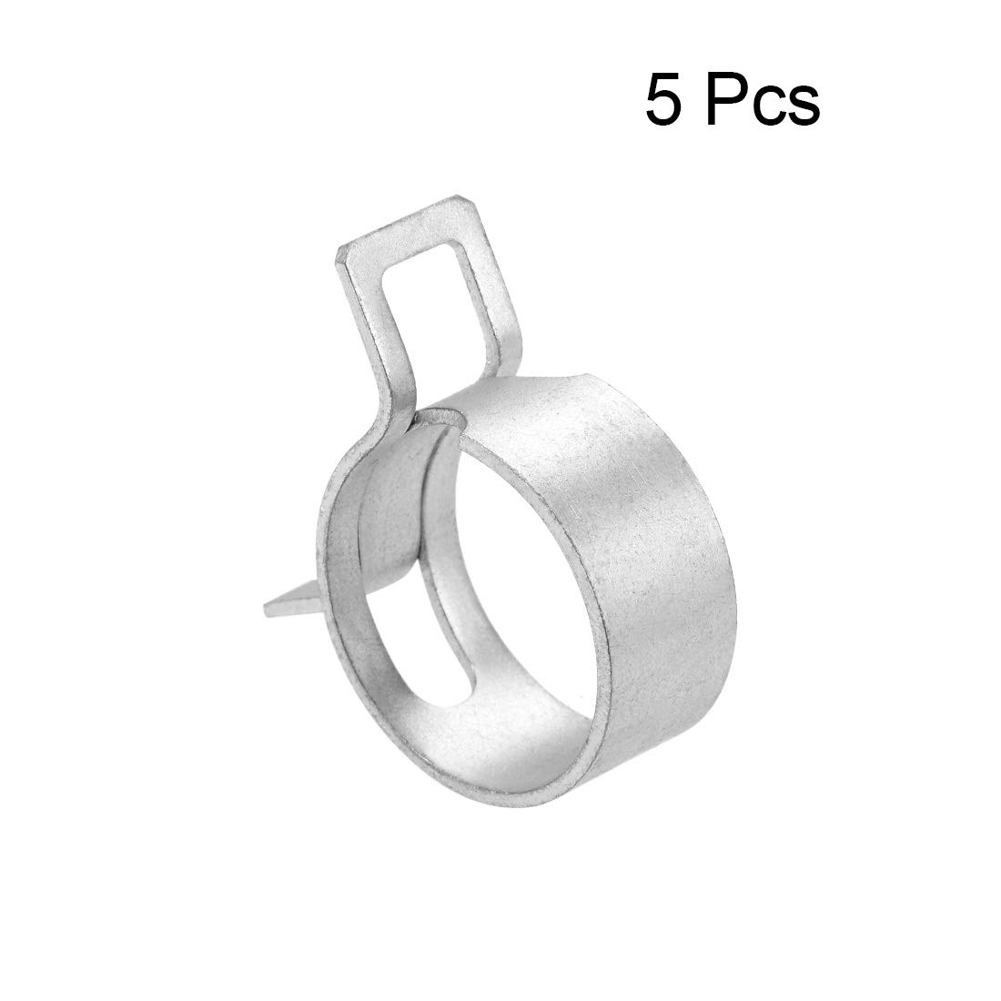 uxcell Spring Band Type Clamp 24mm Inner Dia Fit 25.5-27.5mm OD Hose Fuel Line Silicone Tube Clips Clamp Silver Manganese Steel 5Pcs - Image 2