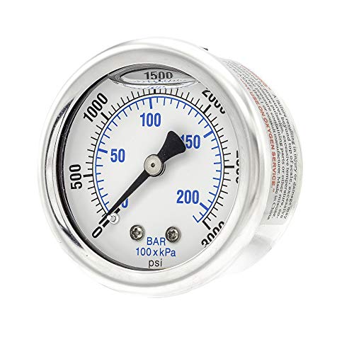 Liquid Filled Center Back Mount Pressure Gauge with 2