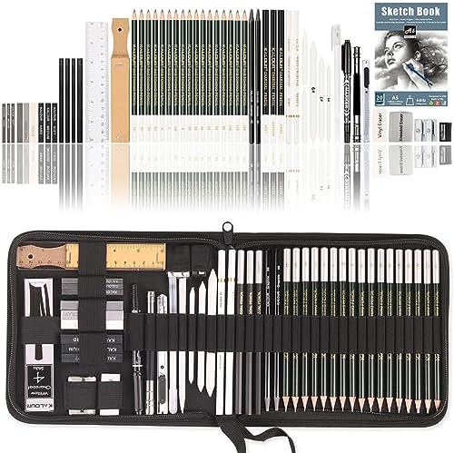 Arteza Ensemble De Dessin Pour Adultes, Lot De 33 Outils De Croquis D' Artiste, 20 Crayons