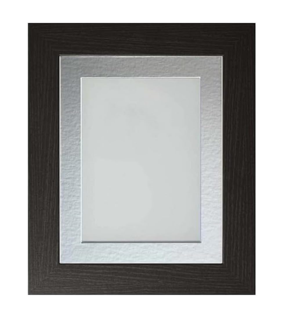 Frame Company Watson Black Picture Photo Frame fitted with Perspex, 12x10 inch with Silver Mount for image size 10x8 inch