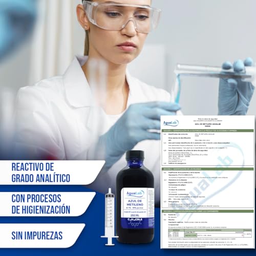 Bleu de méthylène 1% en solution de 250 ml pureté 99% avec sa seringue doseuse précise