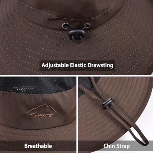 Image of Sun Hats for Men Women Fishing Hat UPF 50+ Breathable Wide Brim Summer UV Protection Hat