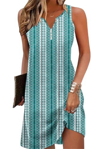 Image of Ladlop Summer Dresses for Women 2026 Beach Loose Casual A Line Dress Sleeveless V-Neck Sundress with Pockets
