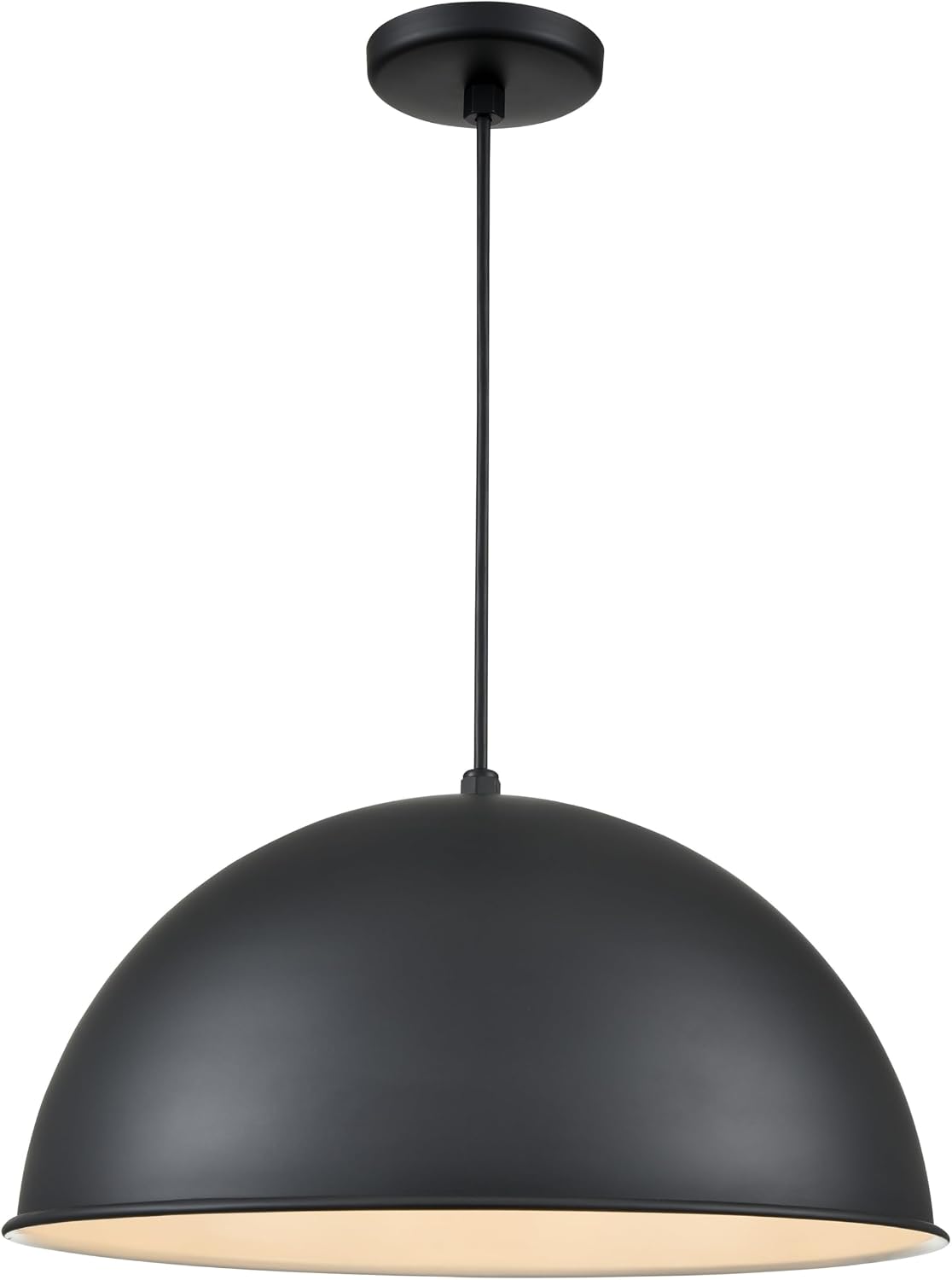 ML Lighting | R Series Collection | RWDBC18-SB | Indoor 1 Light 18" Cord Hung Wide Deep Bowl Pendant in Satin Black with Black Aluminum Shade