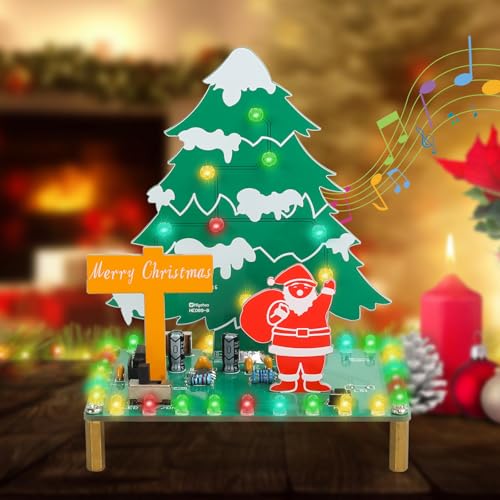 BANRIA DIY Christmas Tree Soldering Kit– Santa Xmas Tree Soldering Project Kit with RGB LED & Music
