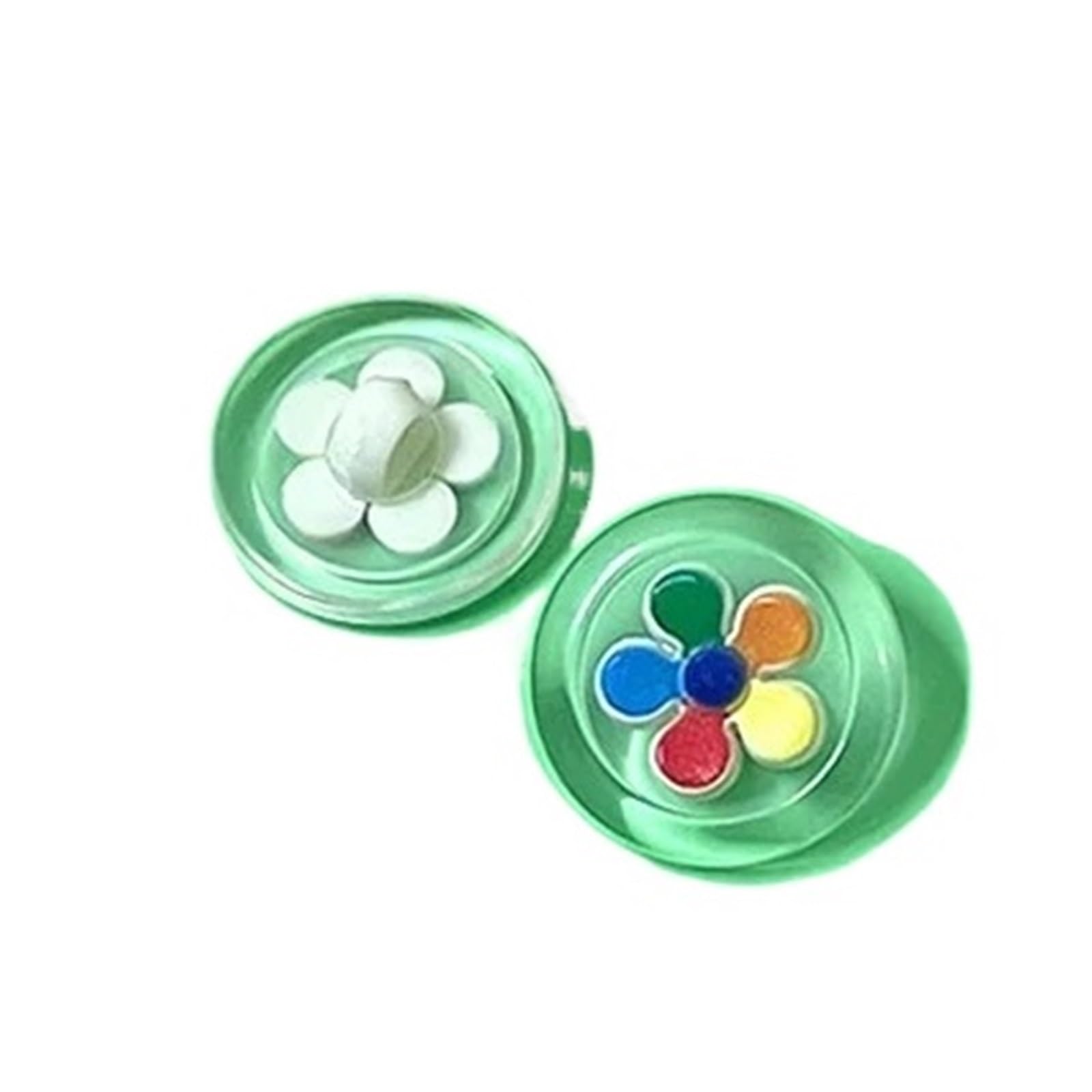 bottoni, Confezione Da 10 Bottoni Con Gambo In Resina Fiore Rotondo Trasparente Multicolor 18 Mm(Colorful)
