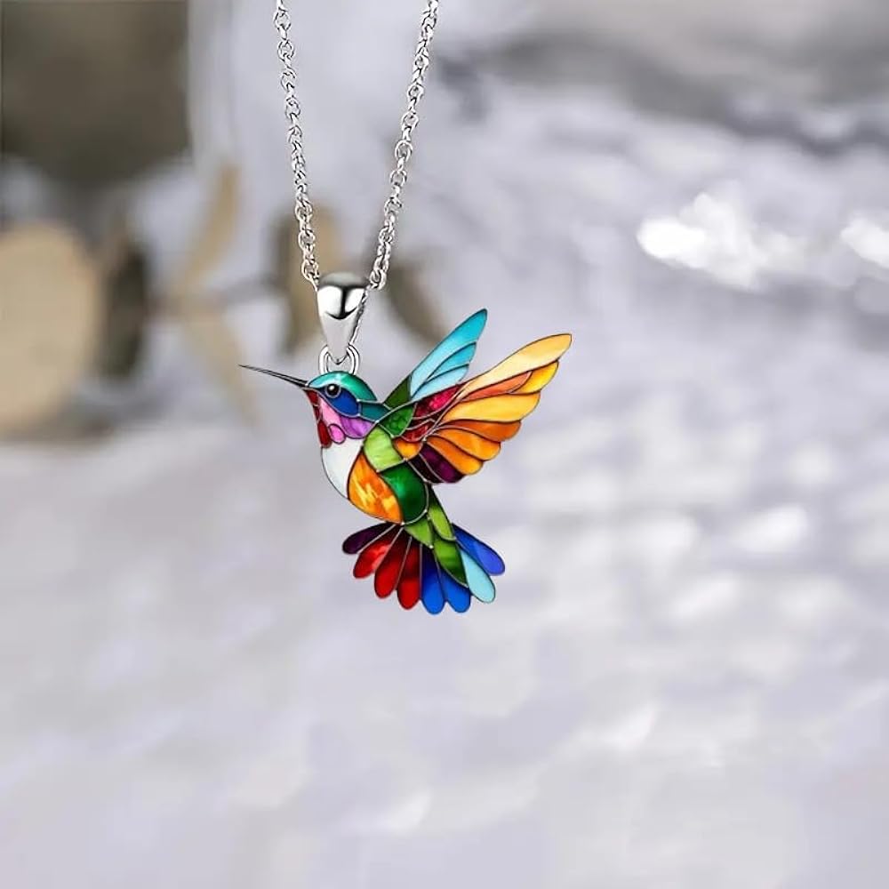 Amazon.com: Gonashow Colorful Hummingbird Necklace, 2D Plastic