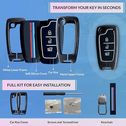 Image of NEODRIFT 'KeyShield' Car Key Cover for Hyundai Creta (Shape 4, 04 Buttons) (Durable, Stylish and 360 Protection)