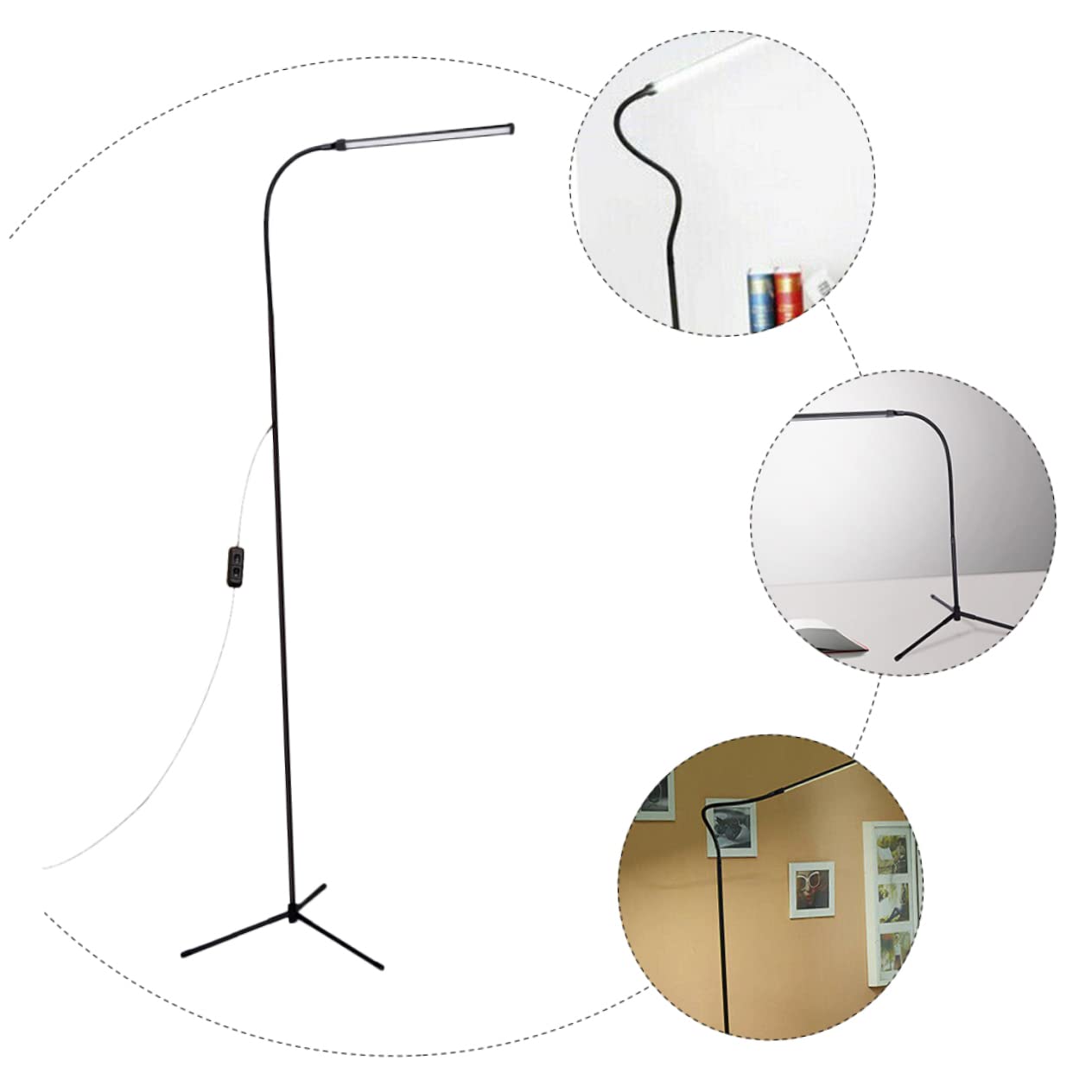 Lámpara LED de Brazo Largo con Pinza, Regulable para Lectura en Cama, Protección Ocular, sin Deslumbramiento, Hierro y Aluminio