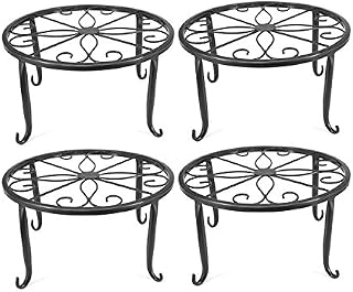 ANQIA 4PCS Indoor Metal Plant Stand Flower Pot Stand,Set of 4 Iron Plant Stands (Black)